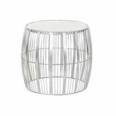 Table d'appoint DKD Home Decor Blanc Marbre Fer Argenté (46 x 46 x 41 cm)