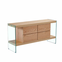 Buffet DKD Home Decor   Transparent Marron Clair Verre Bois MDF 160 x 45 x 80 cm