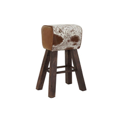 Tabouret DKD Home Decor Blanc Marron Noir Cuir Bois 50 x 35 x 75 cm