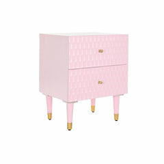Table de Nuit DKD Home Decor 52 x 42 x 65 cm Métal Rose clair Bois de manguier