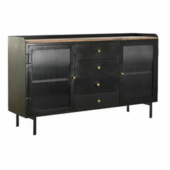 Buffet DKD Home Decor   Noir Doré Naturel Métal Bois de manguier 145 x 40 x 85 cm