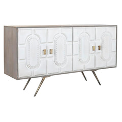 Buffet DKD Home Decor Blanc Gris Doré Métal Bois de manguier 152 x 43 x 84 cm