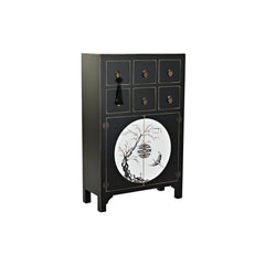 Caisson à Tiroirs DKD Home Decor Noir Doré Sapin Bois MDF Oriental 63 x 28 x 101 cm