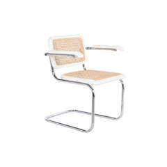 Chaise à Accoudoirs DKD Home Decor Blanc Argenté Naturel Rotin Bois 65,5 x 62 x 79 cm