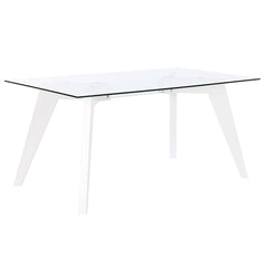 Table de Salle à Manger DKD Home Decor Blanc Transparent Verre Bois MDF 160 x 90 x 75 cm