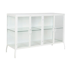 Buffet DKD Home Decor Blanc Métal Verre 120 x 40 x 81 cm