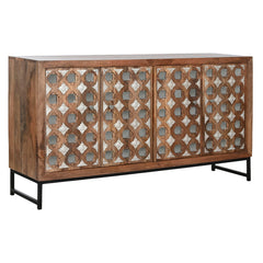 Buffet Home ESPRIT Marron Noir Argenté Naturel Bois de manguier Miroir 150 x 38 x 80 cm