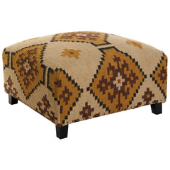 Repose-pied Home ESPRIT Beige Moutarde 80 x 80 x 44 cm