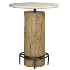 Table Home ESPRIT Blanc Naturel Marbre bois de teck 90 x 90 x 114 cm