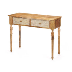 Meuble d'Entrée avec 2 Tiroirs Gift Decor Blanc Marron 98 x 77 x 42 cm Volets