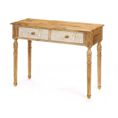 Meuble d'Entrée avec 2 Tiroirs Gift Decor Blanc Marron 98 x 77 x 42 cm Courbe