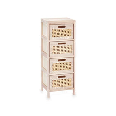 Caisson à Tiroirs Rattan Naturel 27 x 73 x 25 cm 4 tiroirs