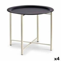Table d'appoint Blanc Noir Métal 52 x 44 x 52 cm (4 Unités)