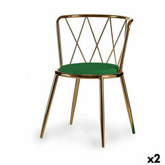 Chaise Gift Decor 006# D 006# D Vert Doré Métal 50,5 x 73 x 51 cm Losanges (2 Unités)