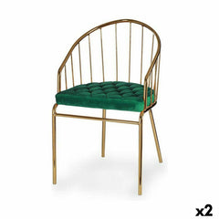 Chaise Gift Decor Vert Doré Polyester Fer 51 x 81 x 52 cm Barres (2 Unités)