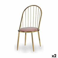 Chaise Gift Decor Rose Doré Polyester Fer 48 x 95,5 x 48 cm Barres (2 Unités)