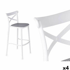 Tabouret PC-175B Blanc Gris polypropylène Rotin 41 x 103 x 52,5 cm (4 Unités)